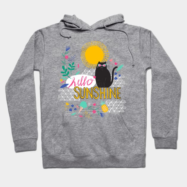 Hello Sunshine Cat Hoodie by Michele Norris